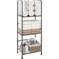 thumbnail image 2 of Towel Rack Free Standing 3-Tier M-Shaped Detachable Dividers, Durable Metal Holder, Pool Towel Rack, Space-Saving Towel Storage Organizer, Modern Bath Towel Shelf for Home, Poolside, Black, 2 of 9