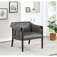 thumbnail image 2 of Parkfield Accent Chair in Pewter Gray Faux Leather with Walnut Frame, 2 of 7