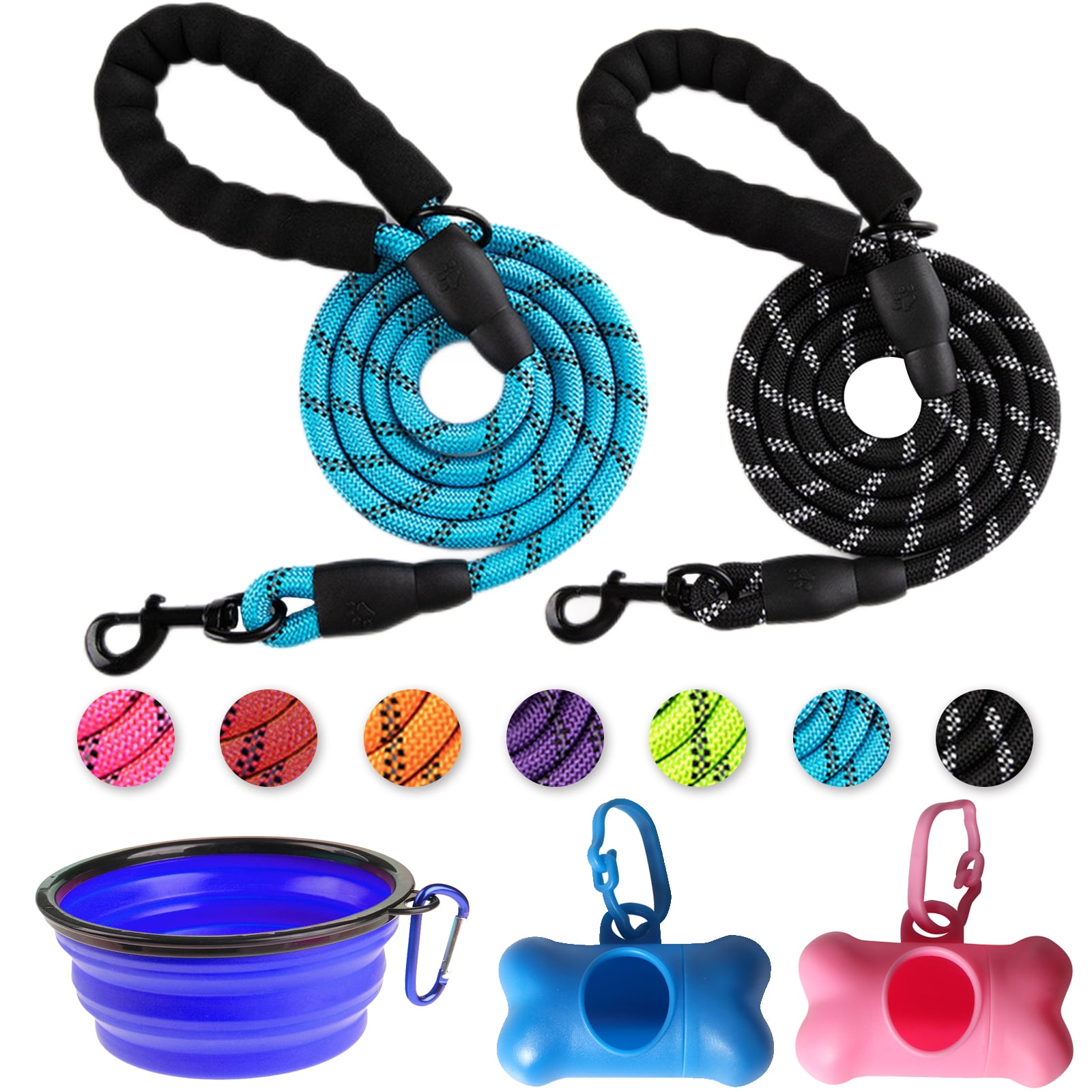 M JJYPET Dog Leash 2 Packs With Padded Handle Durable And m-jjypet-dog-leash-2-packs-with-padded-handle-durable-and