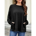 thumbnail image 3 of Fancyglim Women Sweatshirts Crew Neck Tunic Tops Long Sleeve Oversized Fleece Shirts with Pockets Thumb Holes Black M, 3 of 8