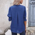 thumbnail image 5 of Camisa de gasa con cuello en V de color sólido informal de verano para mujer OAVQHLG3B Store lin121212, 5 of 5