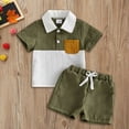 thumbnail image 3 of Krdevn Boys' Plaid Short Sleeve Polo and Solid Shorts, Fashionable Color Block Summer Wear,Green, 3 of 4