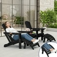thumbnail image 3 of SERWALL 5PC Adjustable Folding Adirondack Chair and Ottoman and Double Side Table, HDPE Adirondack Chairs Set for Outdoor, Patio, Poolside, Garden, Black, 3 of 9