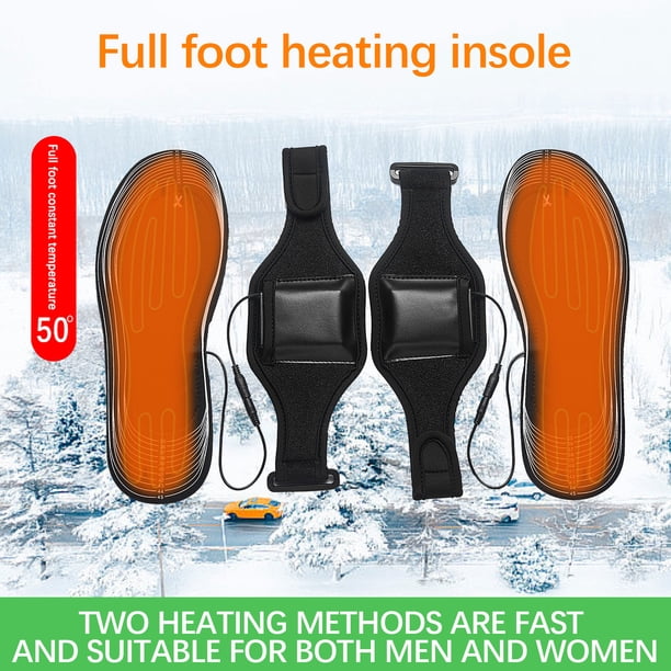 Plantillas calefactadas por USB - Calentadores de pies recargables para botas y zapatos, plantillas cortables con calefacción de fibra de carbono, 3 pilas AA (pilas no incluidas)