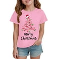 thumbnail image 5 of Staki Toddler Girl Christmas Shirt Kids Ugly Xmas Tshirt Cotton Short Sleeve Tee Top Sweaters for Girl(Pink,5-6 Years), 5 of 6