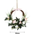 thumbnail image 2 of Guirnalda de flores artificiales, corona de peonía floreciente, corona de primavera con hojas verdes para la puerta delantera, decoración del porche del hogar, decoración de fiesta Adepaton CJWUS-3971, 2 of 7