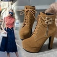 thumbnail image 5 of Women's Platform Wedge Ankle Boots | Chunky Heel Lace-Up Winter Boots, 5 of 6