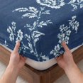 thumbnail image 3 of Queen Size Fitted Sheet Set - Spring Floral 3 Piece Bedding Sets 16" Deep Pocket Fitted Sheet with 2 Pillowcases, Watercolor Botanical Flowers Rustic Navy Blue Brushed Microfiber Hotel Bed Sheets, 3 of 9