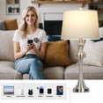 thumbnail image 3 of Cinkeda Single Table Lamp for Bedroom Living Room 28.75" Modern Silver 3 Way Dimmable Touch Control Nightstand Bedside Lamp with USB C+A Ports AC Outlet, 3 of 7