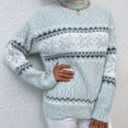 thumbnail image 3 of SWSMCLT Women's Long Sleeve Sweater Knit Christmas Pullover Sweaters Cute Chunky Warm Printed Winter Drop Shoulder Blue Medium, 3 of 4