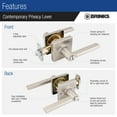 thumbnail image 3 of Brinks Contemporary Privacy Lever Doorknob, Satin Nickel, 3 of 8