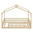 thumbnail image 3 of Tamaño doble cama de madera casa cama marco con cerca, para niños, adolescentes, niñas, niños, 3 of 5