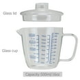 thumbnail image 2 of 500ml/16oz Glass Measuring Cup with Lid, Easy Grip Handle and V-Shaped Spout, Three Measurement Scale(OZ, Cup, ML) , Coffee Milk Frothing Pitcher Latte Maker in Kitchen Restaurant, 2 of 7