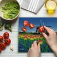 thumbnail image 3 of Landscape Cutting Board, Tulip Blooms with Classic Dutch Windmill Netherlands Countryside Spring Picture, Decorative Tempered Glass Cutting and Serving Board, Large Size, Yellow Blue, by Ambesonne, 3 of 5