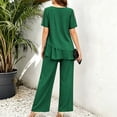 thumbnail image 6 of Purcolt Womens 2 Piece Pant Suit Dressy Casual Crew Neck Cut-out Short Sleeve Tops with Asymmetrical Hem Wide Leg Trousers Outfits for Business Work Office, 6 of 7