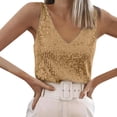 thumbnail image 2 of Sparkly Sequin Tank Tops for Women Shiny Sequins V Neck Sleeveless Dressy Blouse Glitter Party Club Outfits, 2 of 4