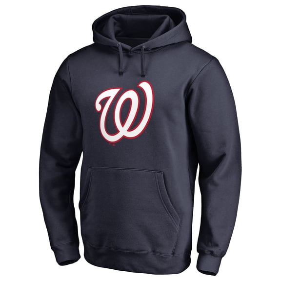 Men's Navy Washington Nationals Official Logo Fitted Pullover Hoodie