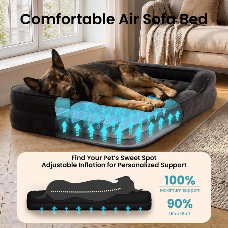 Ophanie Inflatable Orthopedic Dog Bed with Pump, 45" x 33", Black photo 5