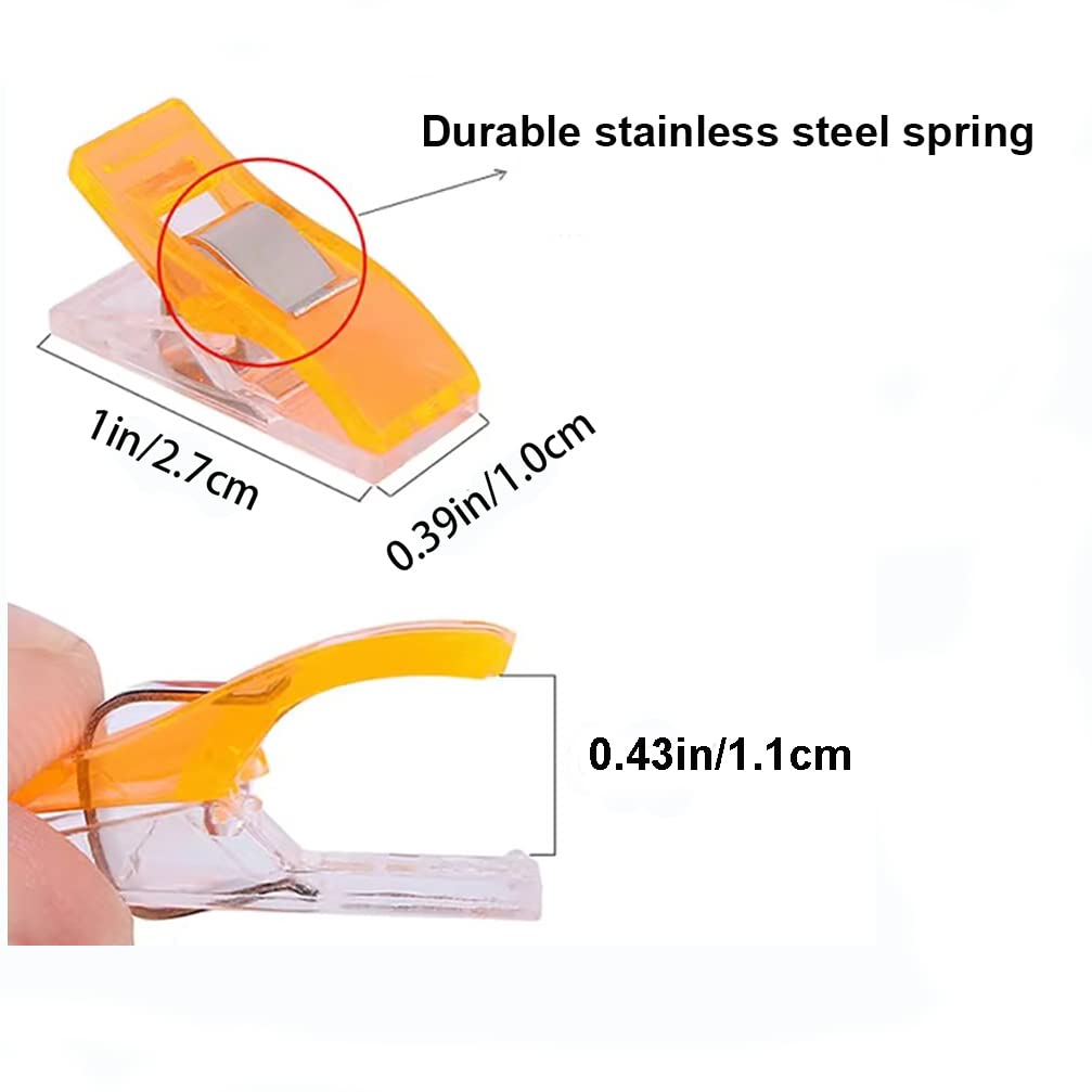100 Pcs Sewing Clips for Fabric, Quilting Clips for Binding, Fabric Clips for Sewing and Quilting, Sewing Accessories and Supplies, 9 Colors