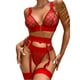 thumbnail image 1 of Conjunto De Lencería De 4 Piezas, Ropa De Dormir Sujetador Con Costuras De Malla Conjunto De Bragas Correas Ajustables Para El Amante Para La Noche De Boda Luna De Miel ANGGREK No, 1 of 6