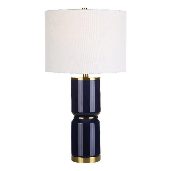 Bowery Hill 1-Light Coastal Ceramic Table Lamp in Royal Blue/Antique Gold