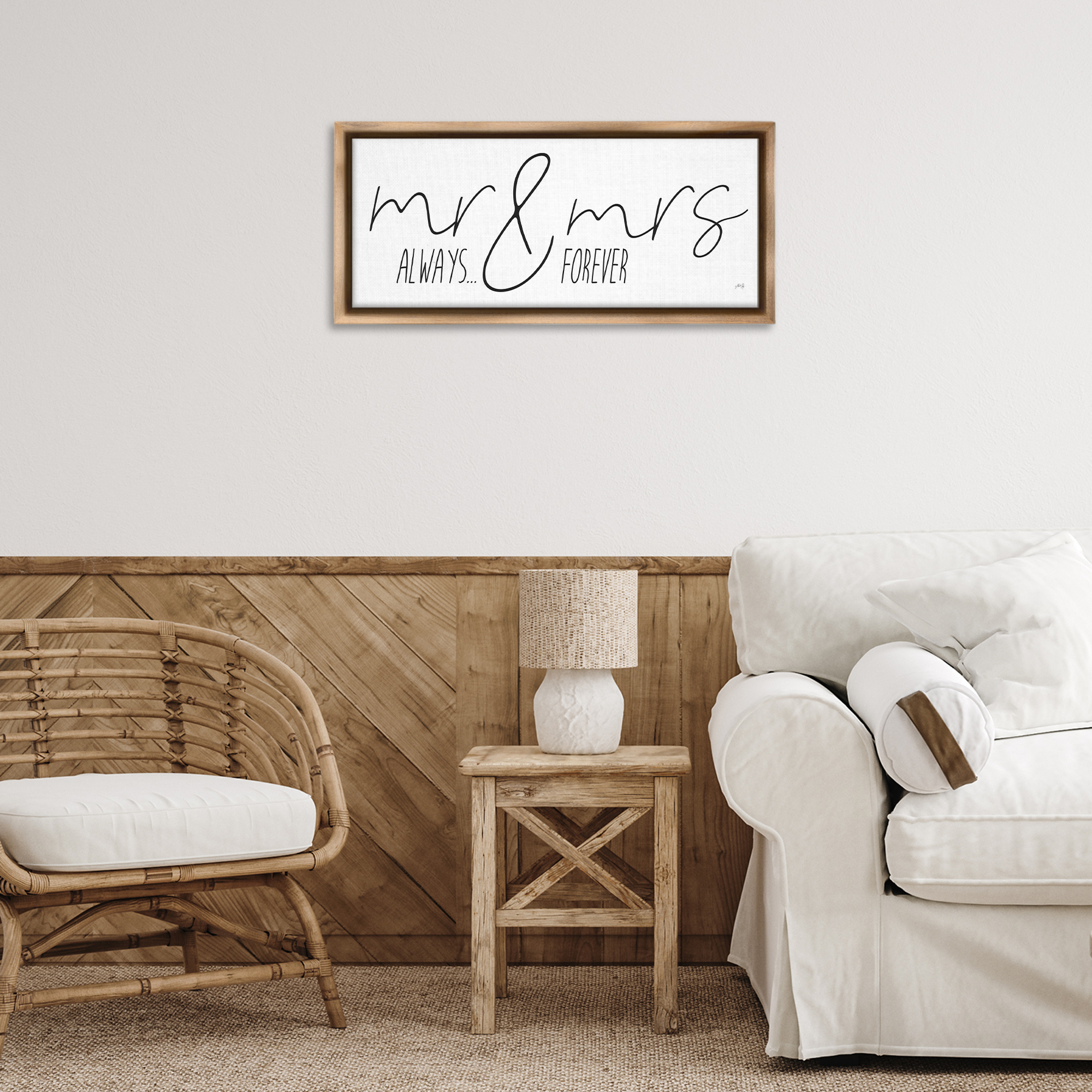 Stupell Industries Romantic Always & Forever Typography Painting Brown Floater Framed Art Print Wall Art, 25 x 11