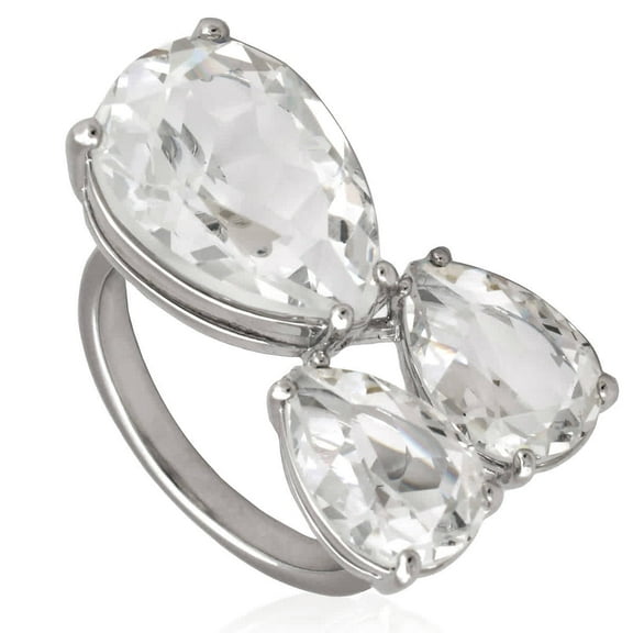 Swarovski Millenia Pear Cut Crystals, White, Rhodium Plated Ring, Size 52 (US 5.75)