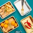 thumbnail image 4 of Stainless Steel Snack Tray With Ears Barbecue Tray Restaurant Golden Square Plate Fried Chicken Dessert Plate, 4 of 5