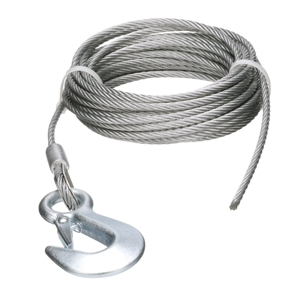 Seachoice 51181 Steel Winch Cable With Safety Hook 3/16 Inch x 25