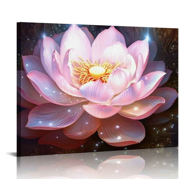 JRXY Zen Canvas Wall Art Lotus Flower Wall Decor Pink Floral Blooming Painting Spa Pictures Print Modern Bathroom Decor Frame 20x16in