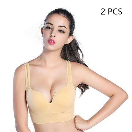 

Women Girl s Sports Bras Racerback Bra Seamless Wireless Underwear Bra Full Coverage Outdoor Beige L