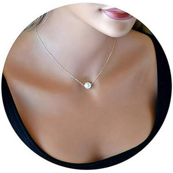 AAAA Single Pearl Choker Sterling Silver Necklace for Women 7-8mm Freshwater Cultured Pearls Wedding Bridesmaids Anniversary 14 16 18 inch