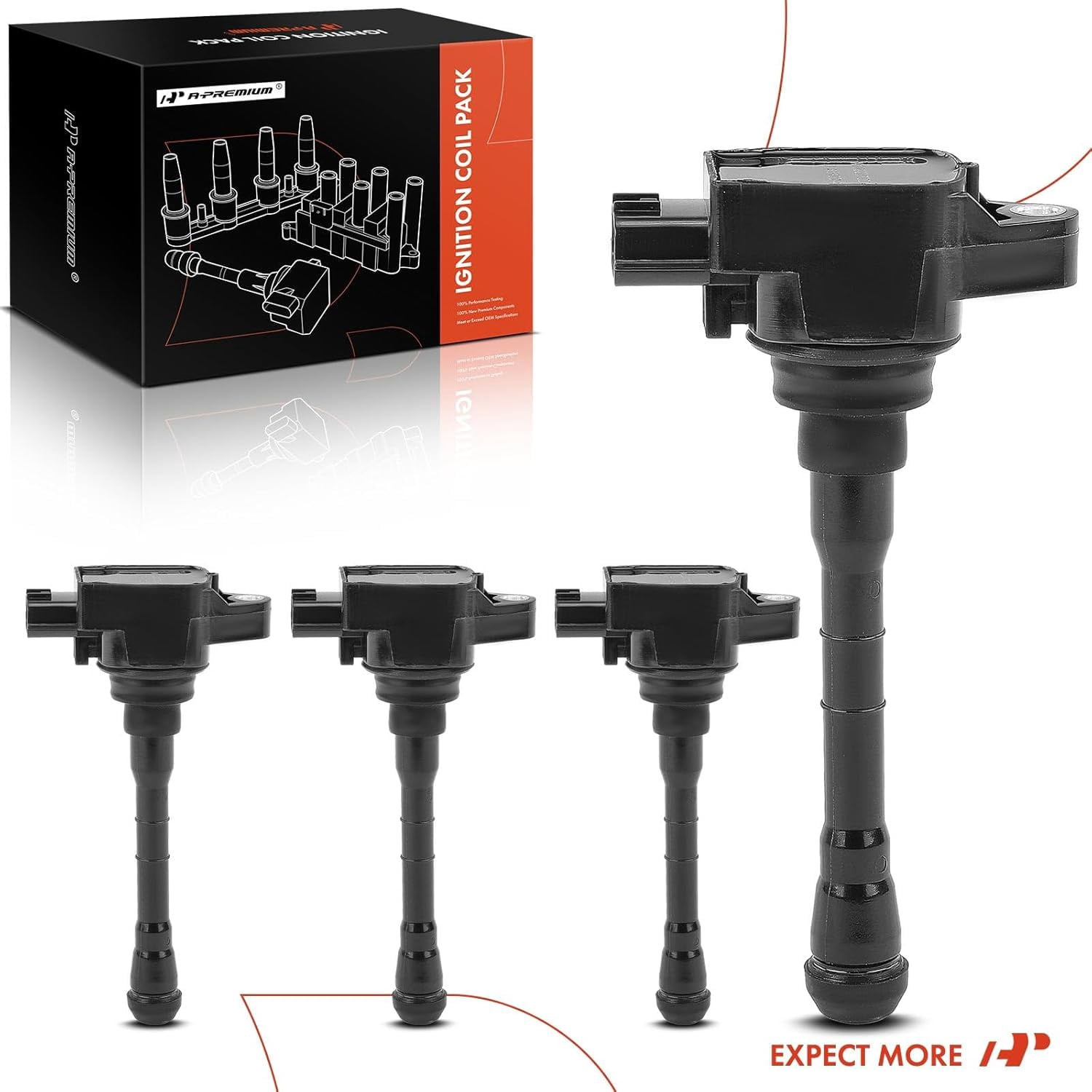 A-Premium Ignition coil Packs Compatible with Nissan Altima 2019-2021, Rogue 2021-2022, L4 2.5L, 4-PC Set