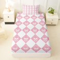 thumbnail image 3 of Homewish Gothic Skull Checkered Twin Sheets,Halloween Themed Bedding,Pink White,3pcs,1 Fitted Sheet and 1 Pillowcase, 3 of 6