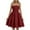 Wine, variant on Simua Dresses for Women Summer Solid Color Adjustable Straps Pleated Hem Double-layer A-line Sundress