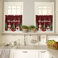 thumbnail image 4 of Merry Christmas Kitchen Curtains Tiers, Snowman Tree Gifts Black Red Plaid Winter Snowflake Rod Pocket Valance Short Window Treatment Decor Curtains, 27.5"x24", 2 Panels, 4 of 5