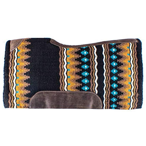Showman 34" x 36" Turquoise, Mustard & Brown Memory Felt Bottom Saddle Pad