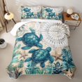 thumbnail image 2 of spefrowx Vintage Turtle Quilt Full for Women, Teal Mandala Starfish Coastal Floral Full Bedspread Sets, 3 Pieces, 2 of 7