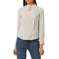 thumbnail image 4 of INSPIRE CHIC Women's Cute Long Sleeve Keyhole Ladies Floral Blouse S Ivory, 4 of 6