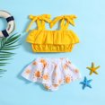 thumbnail image 2 of ZHUASHUM Toddler Girls 2 Pieces Bikini Swimsuit Summer Solid Color Cartoon Sun Corrugated Edge Swimwearyellow,Size2-3 Years, 2 of 6