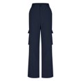 thumbnail image 5 of BODOAO Women's High Waisted Cargo Pants Baggy Wide Leg Parachute Pants Casual Multi Pocket Drawstring Palazzo Trouser Y2K Streetwear Loose Track Pants Hippie Sweatpants Navy 2XL, 5 of 7