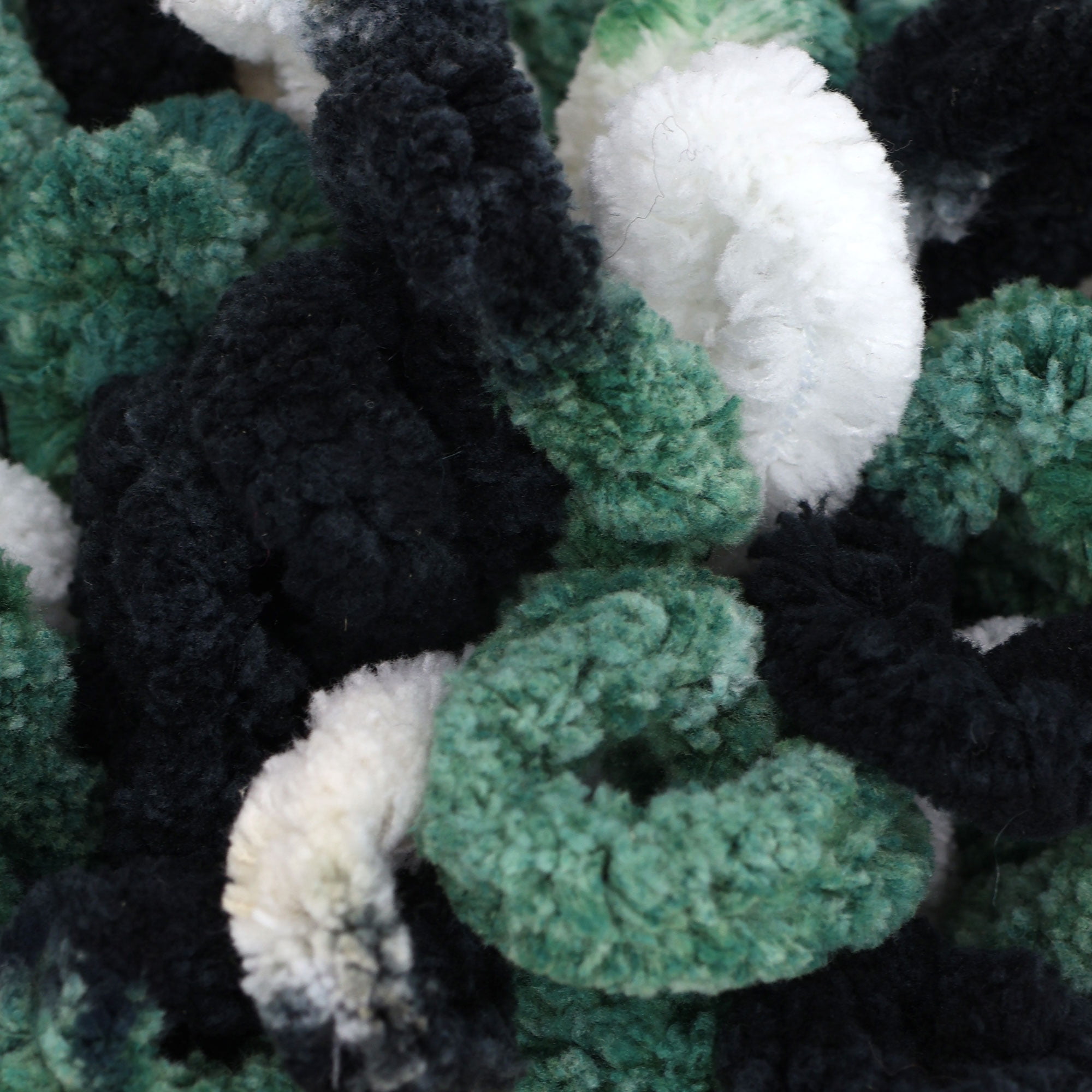 JubileeYarn Fun Finger Loops Yarn - Jumbo Polyester - Team Spirit Colors - 100g/Skein - White Black Green - 3 Skeins