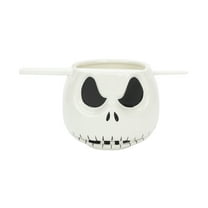 Nightmare Before Christmas Jack Skellington White 33 Oz Sculpted Ceramic Ramen Bowl With Chopsticks