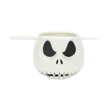 Nightmare Before Christmas Jack Skellington White 33 Oz Sculpted Ceramic Ramen Bowl With Chopsticks