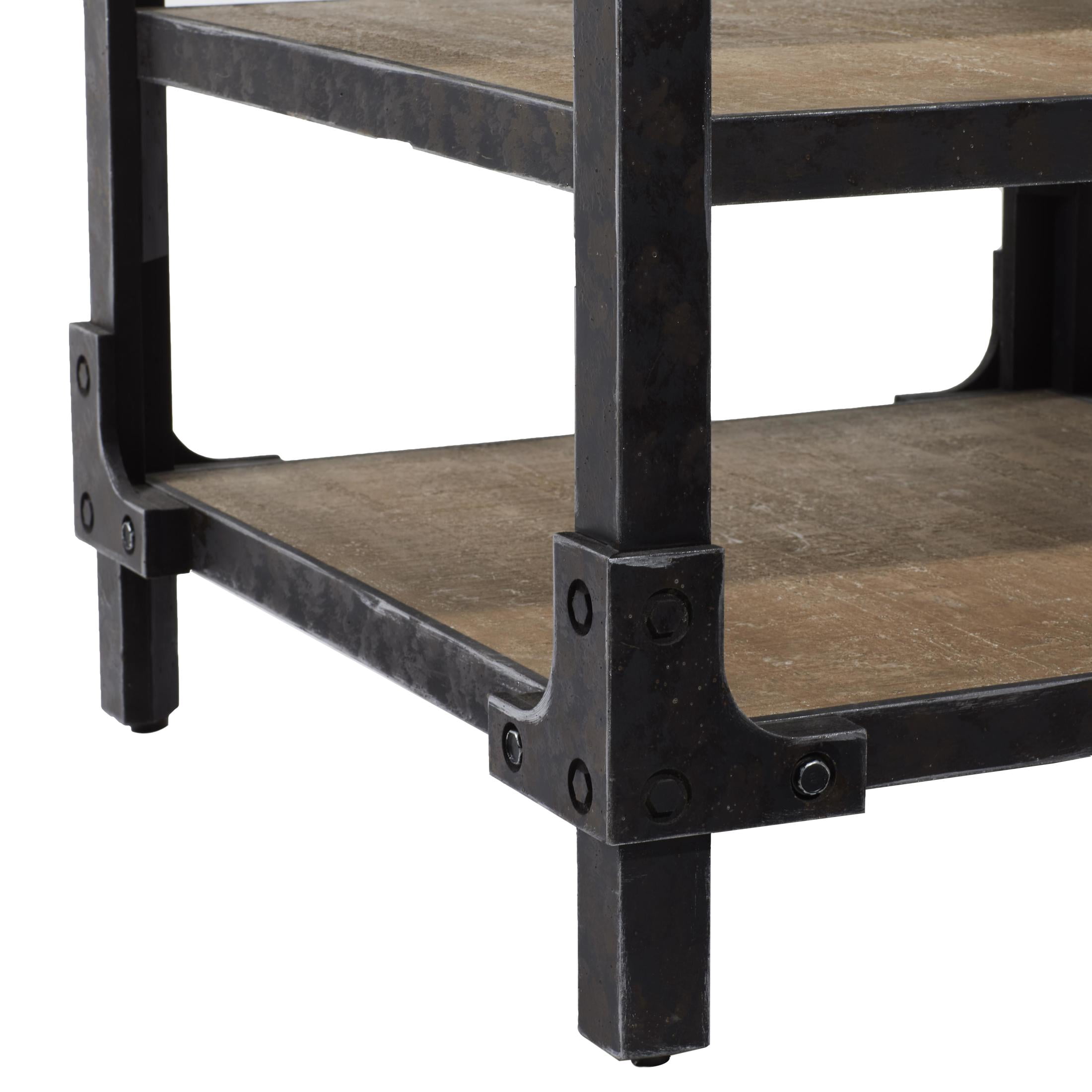 DecMode 24" x 26" Brown Wood 2 Shelf Accent Table, 1-Piece