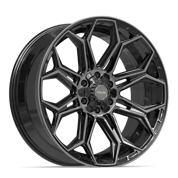 4PLAY Wheels 4P83 22 Inch Rim Fits 6x135 & 6x139.7 22x9 Gloss Black Brushed with Tinted Clear (1)