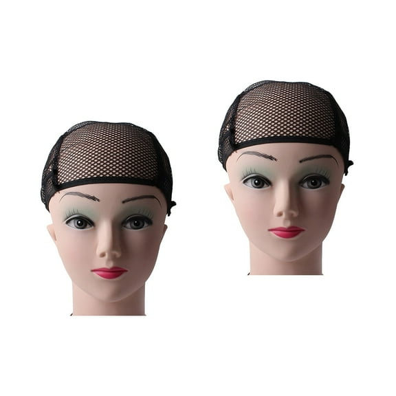 Wig Cap Net Caps Bulk for Making Black Adjustable Straps to Weave Mesh Miss 2pcs 4