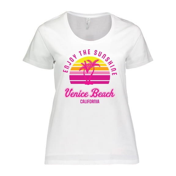Inktastic Summer Enjoy the Sunshine Venice Beach California in Pink Women's Plus Size T-Shirt