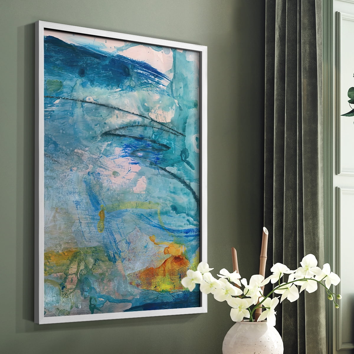 Spring Winds V in White Solid Wood 11 x 14 Framed Print