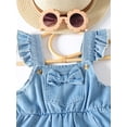 thumbnail image 2 of Baby Girl Floral Print Bow Front Ruffle Trim Denim Overall Romper, 2 of 5
